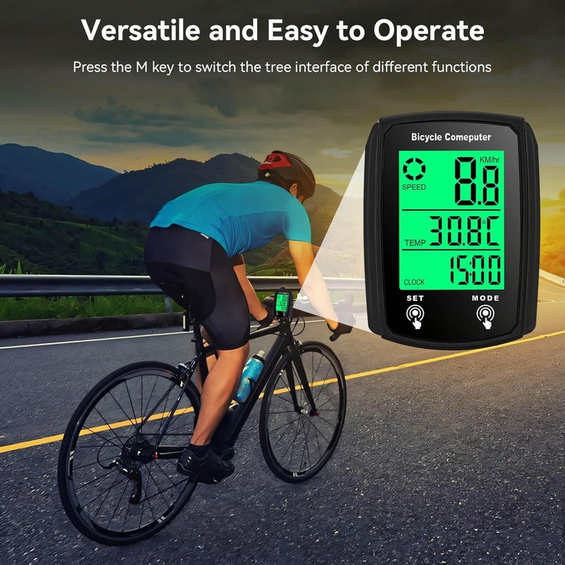 Frdhee Bike Computer Wired, Bicycle Odometer Wired MPH KM/H Bike Speedometer Waterproof Bike Odometer with Touch Sensor Switch, Big Digital LCD Screen, Automatic Wake-up - Image 5